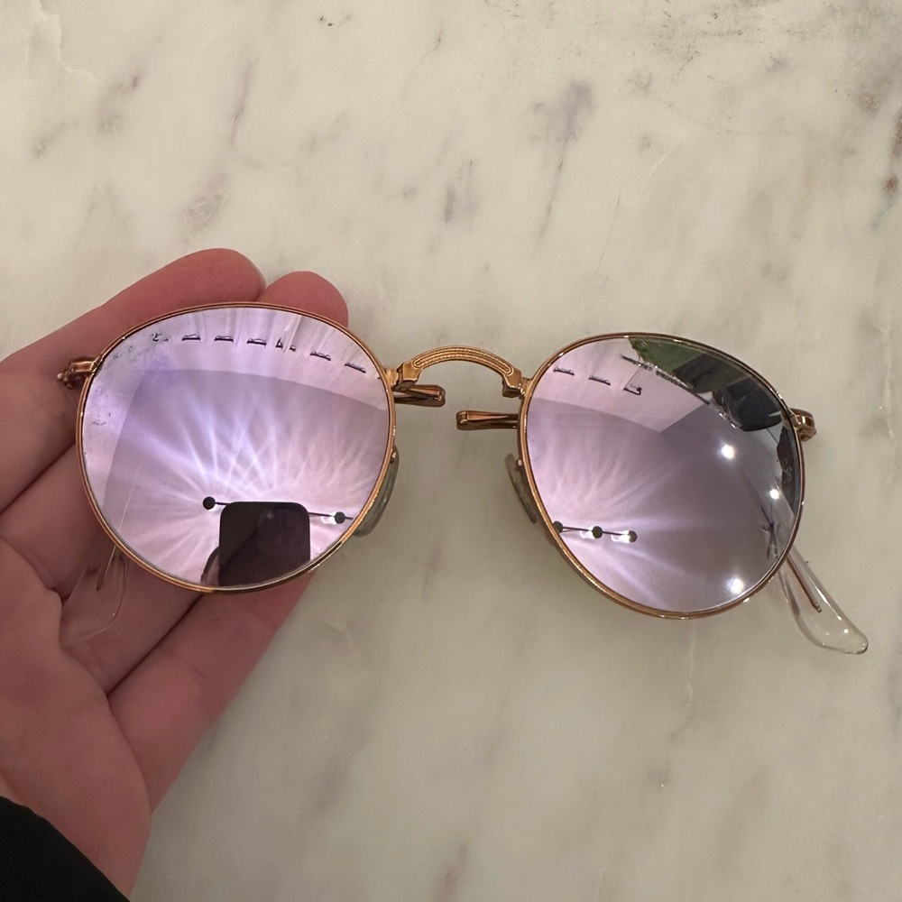 *Folding* purple round mirror ray-bans